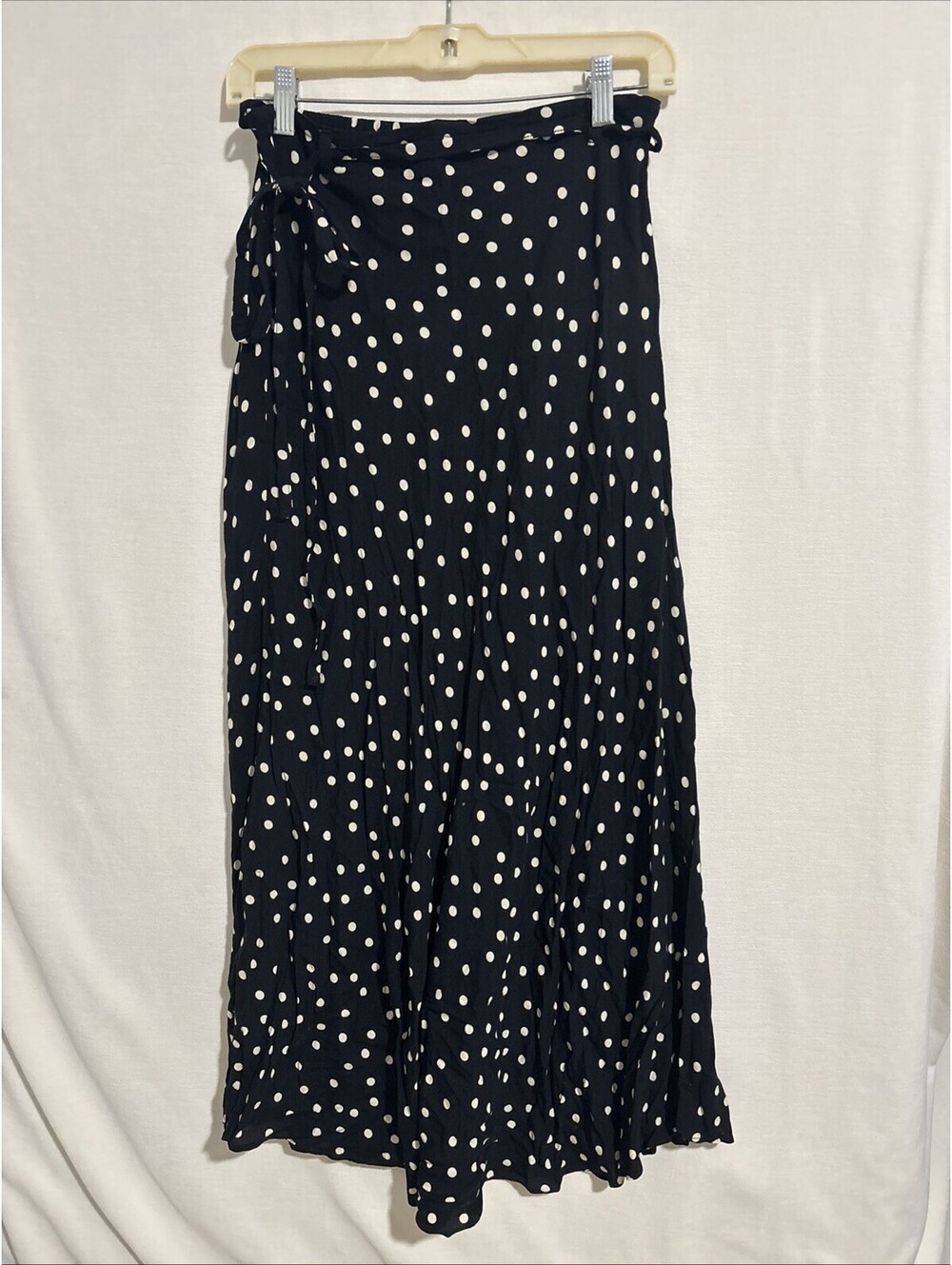Women’s Chelsea & Theodore Midi Skirt Black With Ivory Polka Dots Size S MSRP$68